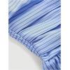 imageSHENHE Womens Floral Print Ruffle Hem Top Strapless Ruched Smocked Cute Peplum TopStriped Blue White