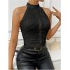 imageSHENHE Womens Sexy Halter Floral Lace Top Backless Hollow Out Elegant Dressy Crop Top BlouseBlack