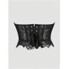 imageSHENHE Womens Sheer Lace Strapless Corset Top Lace Up Back Sexy Y2k Bustier Top TubeBlack