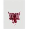 imageSHENHE Womens Sheer Lace Strapless Corset Top Lace Up Back Sexy Y2k Bustier Top TubeBurgundy