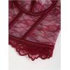 imageSHENHE Womens Sheer Lace Strapless Corset Top Lace Up Back Sexy Y2k Bustier Top TubeBurgundy