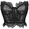 imageSHENHE Womens Sheer Lace Strapless Corset Top Lace Up Back Sexy Y2k Bustier Top TubeBlack