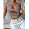 imageSHENHE Womens Chain Asymmetrical Hem Backless Halter Crop Cami Top Sexy Party TopSilver