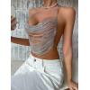 imageSHENHE Womens Chain Asymmetrical Hem Backless Halter Crop Cami Top Sexy Party TopSilver