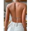 imageSHENHE Womens Chain Asymmetrical Hem Backless Halter Crop Cami Top Sexy Party TopSilver