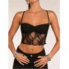 imageSHENHE Womens Color Block Sheer Lace Crop Cami Top Slim Fitted Spaghetti Strap Sexy Summer TopBlack