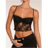 imageSHENHE Womens Color Block Sheer Lace Crop Cami Top Slim Fitted Spaghetti Strap Sexy Summer TopBlack