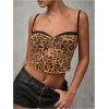 imageSHENHE Womens Color Block Sheer Lace Crop Cami Top Slim Fitted Spaghetti Strap Sexy Summer TopBlack Leopard Print