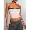 imageSHENHE Womens Color Block Sheer Lace Crop Cami Top Slim Fitted Spaghetti Strap Sexy Summer TopMesh White