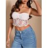 imageSHENHE Womens Color Block Sheer Lace Crop Cami Top Slim Fitted Spaghetti Strap Sexy Summer TopWhite