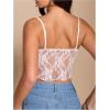 imageSHENHE Womens Color Block Sheer Lace Crop Cami Top Slim Fitted Spaghetti Strap Sexy Summer TopWhite