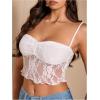 imageSHENHE Womens Color Block Sheer Lace Crop Cami Top Slim Fitted Spaghetti Strap Sexy Summer TopWhite