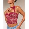 imageSHENHE Womens Lace Bustier Corset Top Cut Out Sexy Mesh Cropped Tank Party Night TopBurgundy