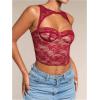 imageSHENHE Womens Lace Bustier Corset Top Cut Out Sexy Mesh Cropped Tank Party Night TopBurgundy