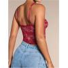 imageSHENHE Womens Lace Bustier Corset Top Cut Out Sexy Mesh Cropped Tank Party Night TopBurgundy