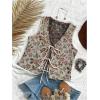 imageSHENHE Womens Leopard Vest Top Tie Front Animal Print Sleeveless Vintage Fashion Vest Crop TopFloral Pink