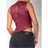 imageSHENHE Womens Mock Neck PU Leather Tank Asymmetrical Pleated Dressy Crop Top TankBurgundy