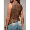 imageSHENHE Womens Mock Neck PU Leather Tank Asymmetrical Pleated Dressy Crop Top TankKhaki
