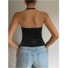 imageSHENHE Womens Rhinestone Bow Front Halter Tops Keyhole Split Sleeveless Cami Crop TopBlack