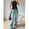 imageSHENHE Womens Rhinestone Bow Front Halter Tops Keyhole Split Sleeveless Cami Crop TopBlack