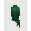 imageSHENHE Womens Satin Wrap Ruched Tie Side Tank Top Deep V Neck Sleeveless Elegant BlouseGreen