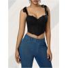 imageSHENHE Womens Tie Back Floral Lace Bustier Corset Top Tie Shoulder Sexy Crop Top CamisoleBlack