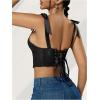 imageSHENHE Womens Tie Back Floral Lace Bustier Corset Top Tie Shoulder Sexy Crop Top CamisoleBlack