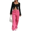 imageSHENHE Womens Y2k Twist Front Split Hem Bell Sleeve Sweetheart Neck Sexy Crop Top TshirtBlack