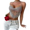 imageSHENHE Womens Chain Asymmetrical Hem Backless Halter Crop Cami Top Sexy Party TopSilver
