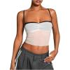 imageSHENHE Womens Color Block Sheer Lace Crop Cami Top Slim Fitted Spaghetti Strap Sexy Summer TopMesh White