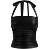 imageSHENHE Womens Halter Cami Tops Ruched Backless Sleeveless Slim Fit Y2K Crop TopBlack