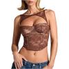 imageSHENHE Womens Lace Bustier Corset Top Cut Out Sexy Mesh Cropped Tank Party Night TopBrown