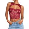 imageSHENHE Womens Lace Bustier Corset Top Cut Out Sexy Mesh Cropped Tank Party Night TopBurgundy