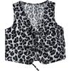 imageSHENHE Womens Leopard Vest Top Tie Front Animal Print Sleeveless Vintage Fashion Vest Crop TopBlack