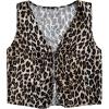 imageSHENHE Womens Leopard Vest Top Tie Front Animal Print Sleeveless Vintage Fashion Vest Crop TopCheetah Brown