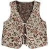imageSHENHE Womens Leopard Vest Top Tie Front Animal Print Sleeveless Vintage Fashion Vest Crop TopFloral Pink