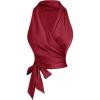 imageSHENHE Womens Satin Wrap Ruched Tie Side Tank Top Deep V Neck Sleeveless Elegant BlouseBurgundy