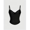 imageSHENHE Womens Bow Front Lace Trim Bustier Corset Top Spaghetti Strap Tank Camisole TopBlack