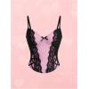 imageSHENHE Womens Bow Front Lace Trim Bustier Corset Top Spaghetti Strap Tank Camisole TopPink