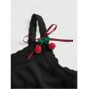 imageSHENHE Womens Lace Trim Cute Cherry Print Spaghetti Strap Kawaii Top Crop Cami TankBlack