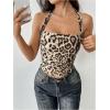 imageSHENHE Womens Leopard Print Velvet Top Y2K Ruched Tie Halter Strapless Cheetah Animal Crop TopsApricot and Browm