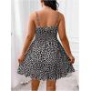 imageSHENHE Womens Plus Size Floral Cami Dress Smocked Waist Ruffle Flowy Short Summer Boho DressBlack