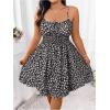 imageSHENHE Womens Plus Size Floral Cami Dress Smocked Waist Ruffle Flowy Short Summer Boho DressBlack