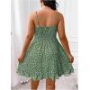 imageSHENHE Womens Plus Size Floral Cami Dress Smocked Waist Ruffle Flowy Short Summer Boho DressGreen