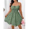 imageSHENHE Womens Plus Size Floral Cami Dress Smocked Waist Ruffle Flowy Short Summer Boho DressGreen
