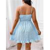 imageSHENHE Womens Plus Size Floral Cami Dress Smocked Waist Ruffle Flowy Short Summer Boho DressLight Blue