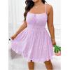 imageSHENHE Womens Plus Size Floral Cami Dress Smocked Waist Ruffle Flowy Short Summer Boho DressMauve Purple