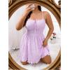 imageSHENHE Womens Plus Size Floral Cami Dress Smocked Waist Ruffle Flowy Short Summer Boho DressMauve Purple