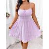 imageSHENHE Womens Plus Size Floral Cami Dress Smocked Waist Ruffle Flowy Short Summer Boho DressMauve Purple