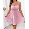 imageSHENHE Womens Plus Size Floral Cami Dress Smocked Waist Ruffle Flowy Short Summer Boho DressPink